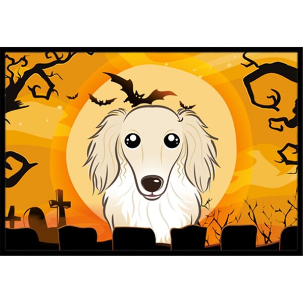 Carolines Treasures Halloween Longhair Creme Dachshund Indoor and Outdoor Mat- 18 x 27 in. BB1770MAT - main